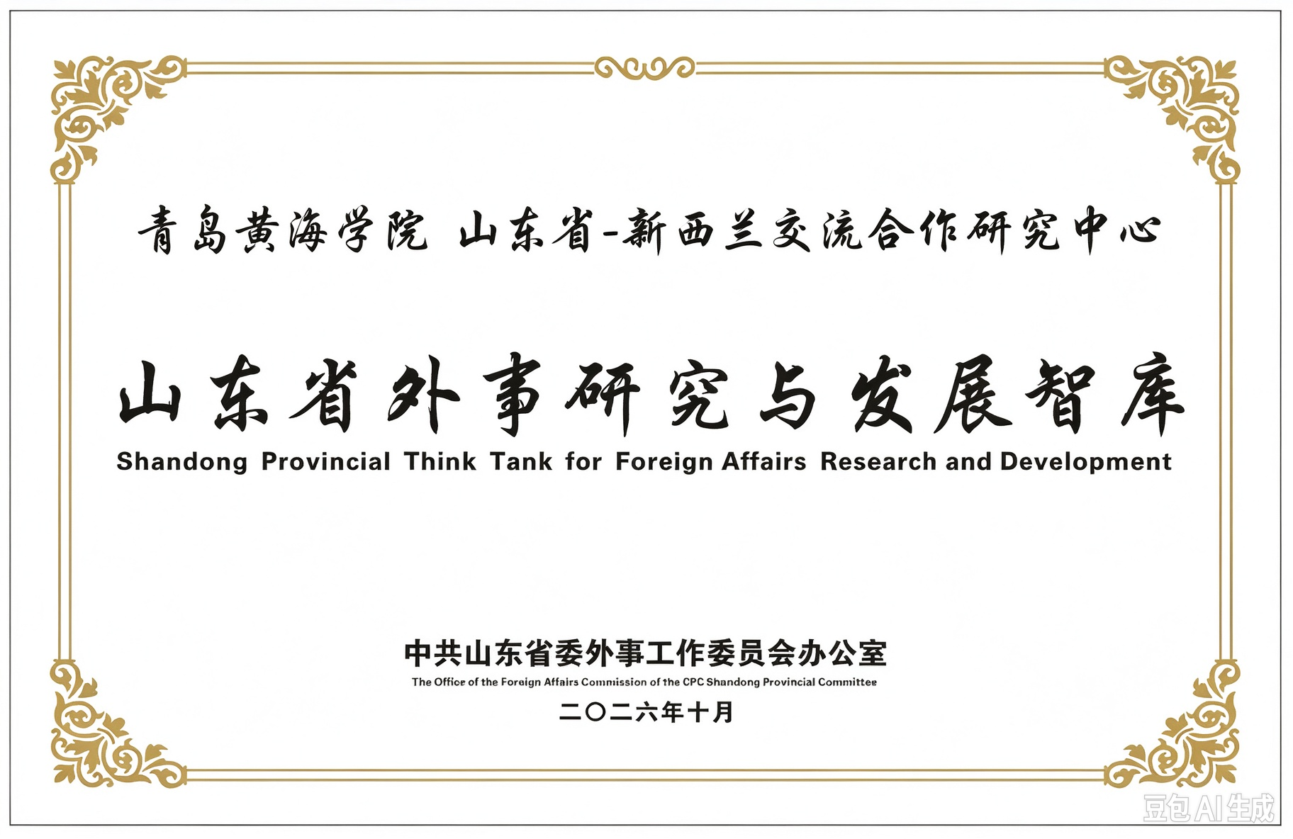 开元集团网站“山东省—新西兰交流合作研究中心” 获批山东省外事研究与发展智库